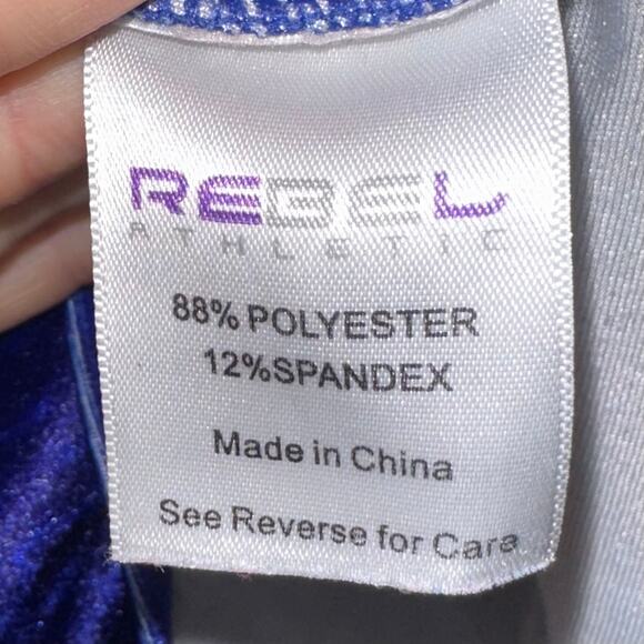 Rebel Athletics Youth Purple Printed Stretch Velvet Cheer Crop Top Size YL - Picture 6 of 10